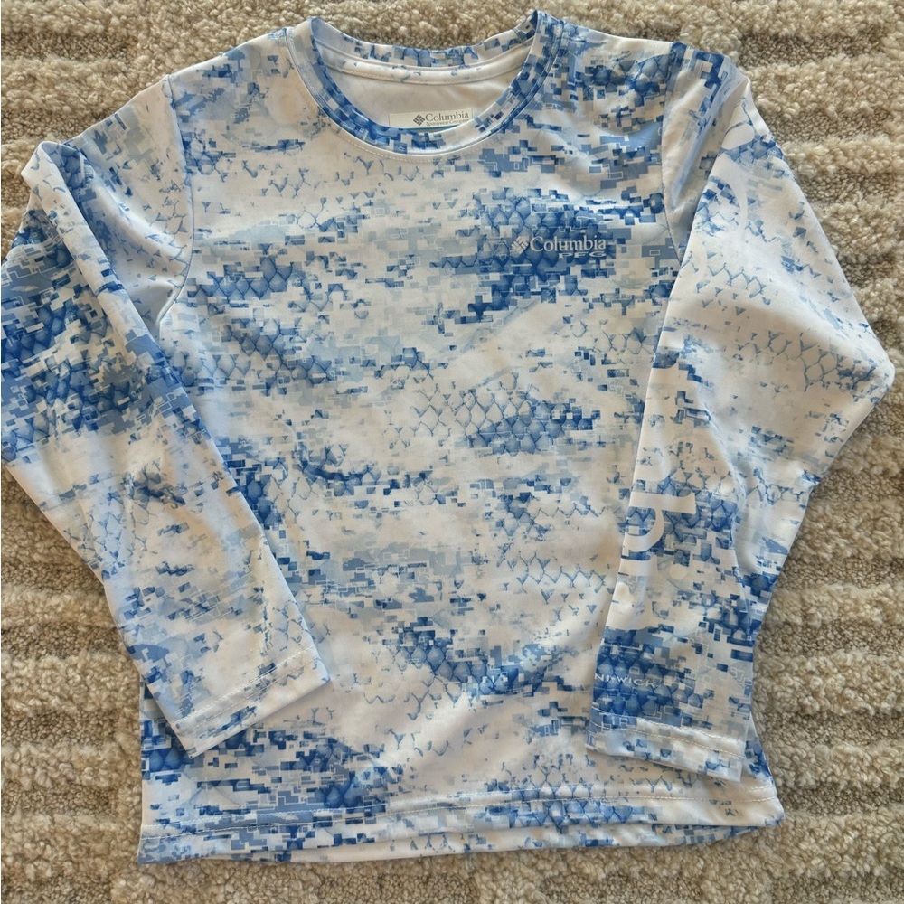 Boys Columbia Blue and White Shirt